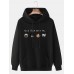 Mens Cartoon Animal & Letter Print Drop Shoulder Hoodies With Pocket