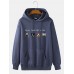 Mens Cartoon Animal & Letter Print Drop Shoulder Hoodies With Pocket