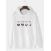 Mens Cartoon Animal & Letter Print Drop Shoulder Hoodies With Pocket