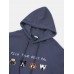 Mens Cartoon Animal & Letter Print Drop Shoulder Hoodies With Pocket