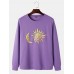 Mens Sun & Moon Celestial Graphic Round Neck Pullover Cotton Sweatshirts