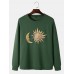 Mens Sun & Moon Celestial Graphic Round Neck Pullover Cotton Sweatshirts