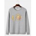 Mens Sun & Moon Celestial Graphic Round Neck Pullover Cotton Sweatshirts