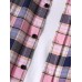 Mens Plaid Print 100% Cotton Casual Button Up  Lapel Long Sleeve Shirt