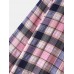 Mens Plaid Print 100% Cotton Casual Button Up  Lapel Long Sleeve Shirt