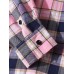 Mens Plaid Print 100% Cotton Casual Button Up  Lapel Long Sleeve Shirt