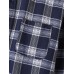 Mens Regular Plaid Print 100% Cotton Chest Pocket Lapel Long Sleeve Shirt