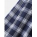 Mens Regular Plaid Print 100% Cotton Chest Pocket Lapel Long Sleeve Shirt