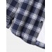 Mens Regular Plaid Print 100% Cotton Chest Pocket Lapel Long Sleeve Shirt