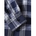 Mens Regular Plaid Print 100% Cotton Chest Pocket Lapel Long Sleeve Shirt