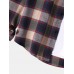 Mens 100% Cotton Regular Check Print Button Long Sleeve Lapel Shirt