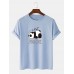 Plus Size Mens Cartoon Panda Print 100% Cotton Short Sleeve T-Shirts