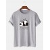 Plus Size Mens Cartoon Panda Print 100% Cotton Short Sleeve T-Shirts