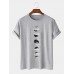 Plus Size Mens Moon Print 100% Cotton Casual Short Sleeve T-Shirts
