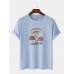 Plus Size Mens Cartoon Mushroom Graphic 100% Cotton Short Sleeve T-Shirts