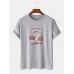 Plus Size Mens Cartoon Mushroom Graphic 100% Cotton Short Sleeve T-Shirts