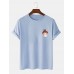 Plus Size Mens Cartoon Mushroom Print 100% Cotton Short Sleeve T-Shirts