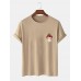 Plus Size Mens Cartoon Mushroom Print 100% Cotton Short Sleeve T-Shirts