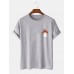 Plus Size Mens Cartoon Mushroom Print 100% Cotton Short Sleeve T-Shirts