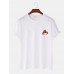 Plus Size Mens Cartoon Mushroom Print 100% Cotton Short Sleeve T-Shirts