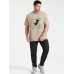 Plus Size Mens 100% Cotton Cartoon Dinosaur Slogan Printed Short Sleeve T-Shirts