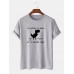 Plus Size Mens 100% Cotton Cartoon Dinosaur Slogan Printed Short Sleeve T-Shirts