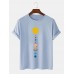 Plus Size Mens 100% Cotton Colorful Planet Print Short Sleeve T-Shirts