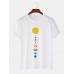 Plus Size Mens 100% Cotton Colorful Planet Print Short Sleeve T-Shirts