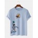 Plus Size Mens Astronaut Play Basketball Print 100% Cotton Short Sleeve T-Shirts
