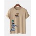 Plus Size Mens Astronaut Play Basketball Print 100% Cotton Short Sleeve T-Shirts