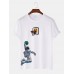 Plus Size Mens Astronaut Play Basketball Print 100% Cotton Short Sleeve T-Shirts