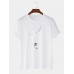 Mens Swing Astronaut Cartoon Print Cotton Short Sleeve Plus Size T-Shirt