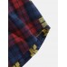 Mens 100% Cotton Plaid Patchwork Lapel Casual Long Sleeve Shirts