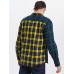 Mens 100% Cotton Plaid Patchwork Lapel Casual Long Sleeve Shirts
