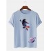 Mens Astronaut Planet Print Short Sleeve 100% Cotton T-Shirt