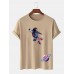 Mens Astronaut Planet Print Short Sleeve 100% Cotton T-Shirt