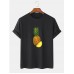 Mens 100% Cotton Pineapple Print Crew Neck Short Sleeve T-Shirts