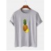 Mens 100% Cotton Pineapple Print Crew Neck Short Sleeve T-Shirts