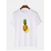 Mens 100% Cotton Pineapple Print Crew Neck Short Sleeve T-Shirts