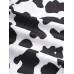 Mens Cow Pattern Print Revere Collar Short Sleeve Casual Shirts