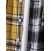Mens Contrast Plaid Patchwork 100% Cotton Long Sleeve Hooded Shirts