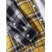 Mens Contrast Plaid Patchwork 100% Cotton Long Sleeve Hooded Shirts