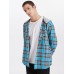 Mens Plaid Button Up 100% Cotton Casual Long Sleeve Hooded Shirts