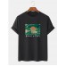 Mens 100% Cotton Ukiyoe Print Round Neck Short Sleeve T-Shirts