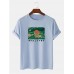 Mens 100% Cotton Ukiyoe Print Round Neck Short Sleeve T-Shirts