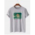Mens 100% Cotton Ukiyoe Print Round Neck Short Sleeve T-Shirts