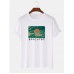 Mens 100% Cotton Ukiyoe Print Round Neck Short Sleeve T-Shirts