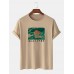 Mens 100% Cotton Ukiyoe Print Round Neck Short Sleeve T-Shirts