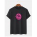 Mens 100% Cotton Smile Emojis Print Round Neck Short Sleeve T-Shirts