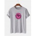Mens 100% Cotton Smile Emojis Print Round Neck Short Sleeve T-Shirts
